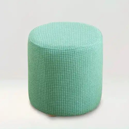 Housse de pouf en jacquard Coline de couleur vert sur fond beige