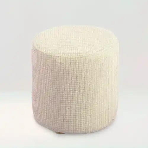 Housse de pouf en jacquard Coline de couleur beige sur fond beige