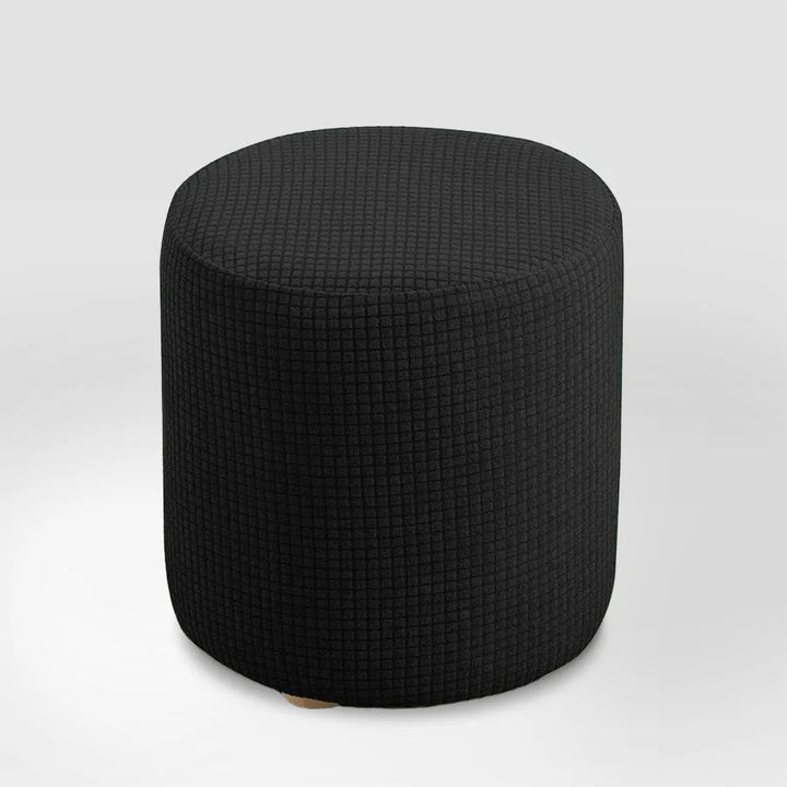 Housse de pouf en jacquard Coline de couleur noir