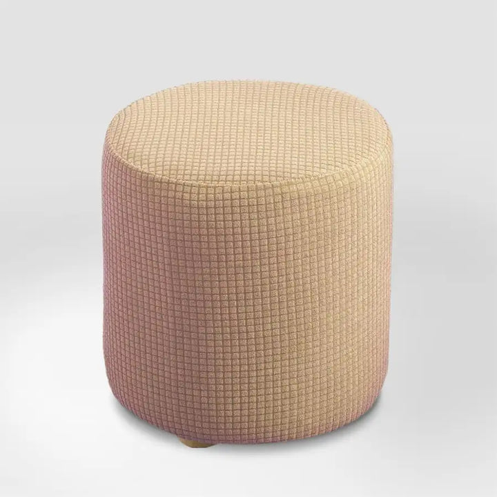 Housse de pouf en jacquard Coline de couleur camel