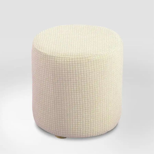 Housse de pouf en jacquard Coline de couleur ivoire