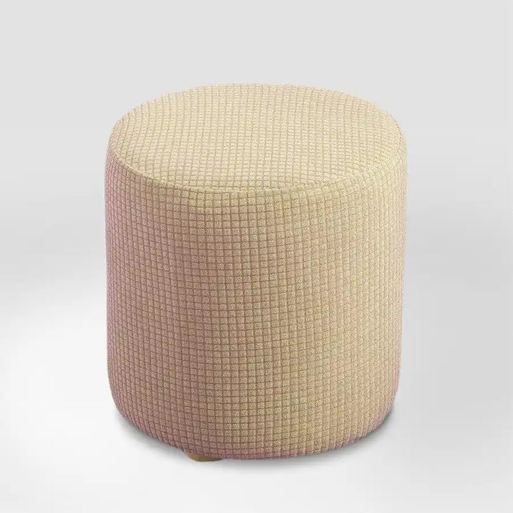 Housse de pouf en jacquard Coline de couleur beige