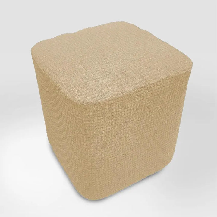 Housse de pouf carré en jacquard Floriane de couleur beige