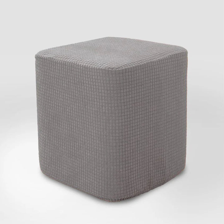 Housse de pouf carré en jacquard Floriane de couleur gris clair