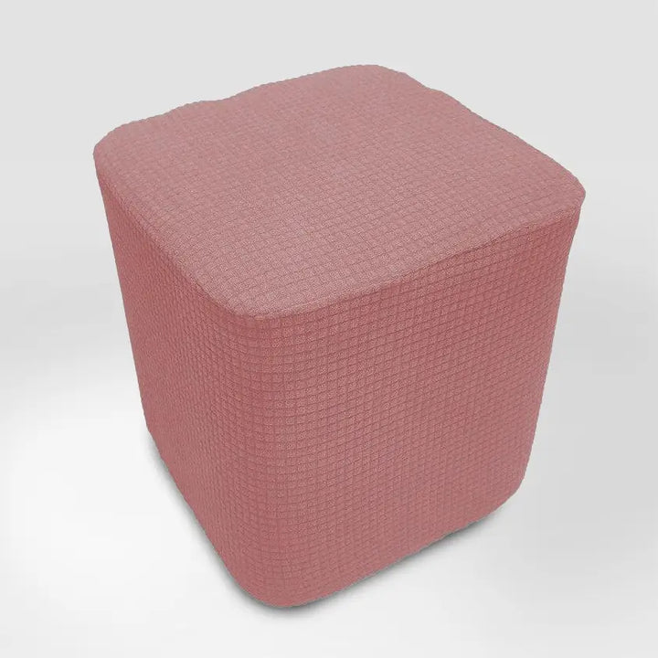 Housse de pouf carré en jacquard Floriane de couleur rose