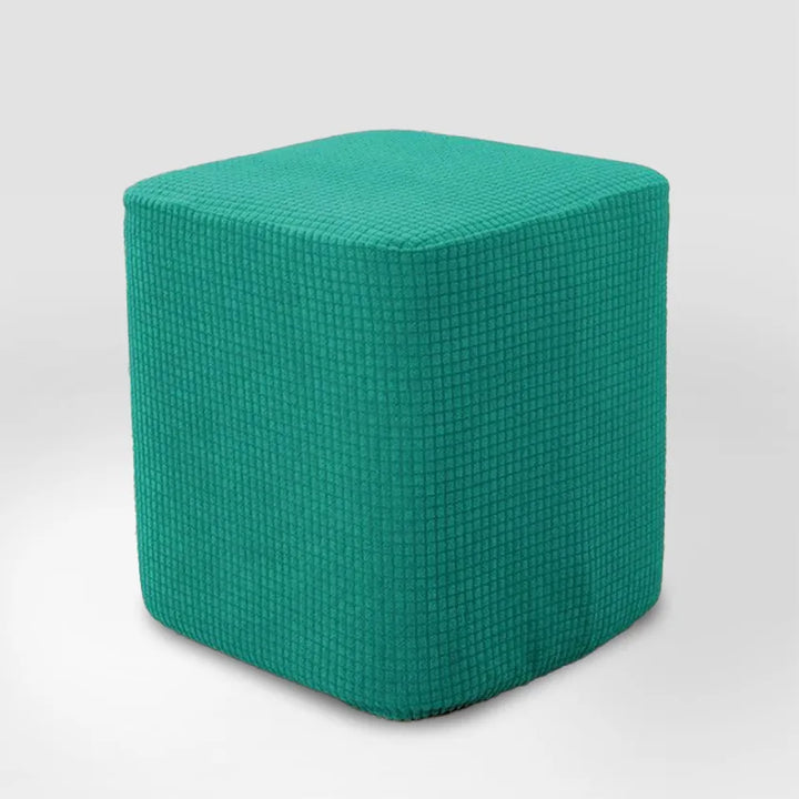 Housse de pouf carré en jacquard Floriane de couleur vert