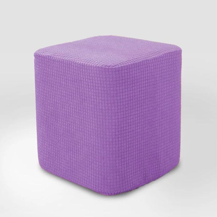 Housse de pouf carré en jacquard Floriane de couleur violet clair
