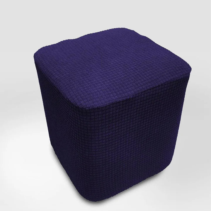 Housse de pouf carré en jacquard Floriane de couleur violet
