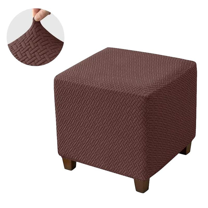 Housse de repose pied carré en jacquard effet tressé Penelope de couleur marron