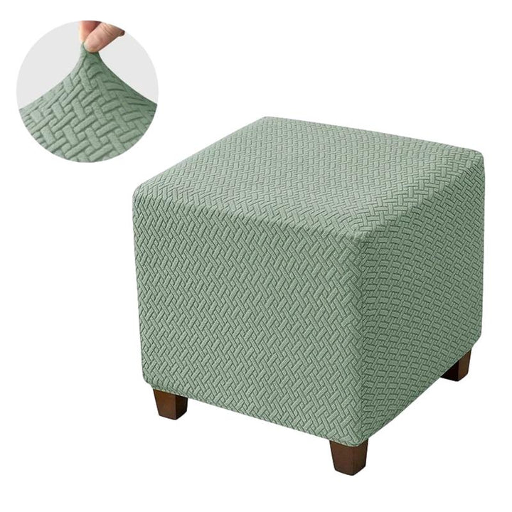 Housse de repose pied carré en jacquard effet tressé Penelope de couleur vert clair