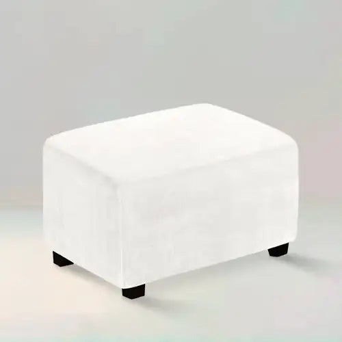 Housse de repose pied rectangle en velours Stella de couleur blanc sur fond beige