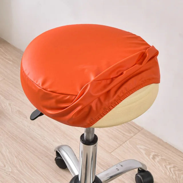 Housse de tabouret effet cuir imperméable Olivia de couleur orange gluo