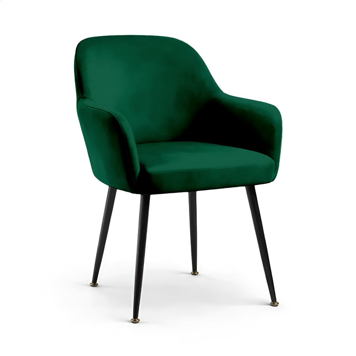 Housse de chaise avec accoudoirs en velours Carla couleur vert vue 360°