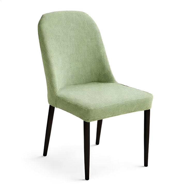 housse de chaise nervurée Julie de couleur vert clair vue 360°