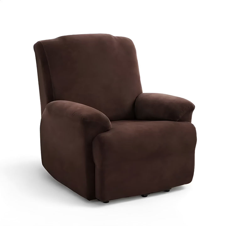 Housse de fauteuil inclinable en velours Cathy de couleur café vue 360°