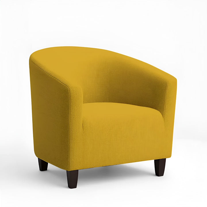 Housse de fauteuil en jacquard Florine de couleur moutarde vue 360°