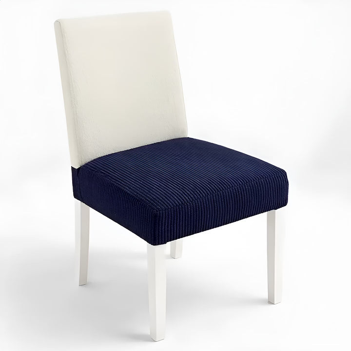 Housse de siège de chaise en jacquard Adriana de couleur bleu marine vue 360°