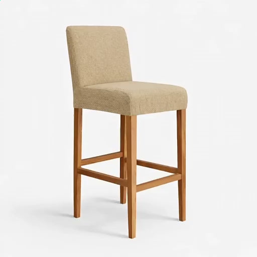housse de chaise de bar en jacquard ambre café clair vue 360°