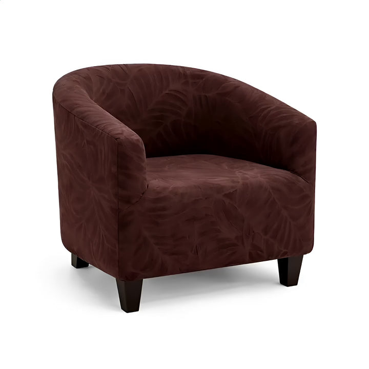Housse de fauteuil en jacquard effet floral Amandine de couleur café vue 360°