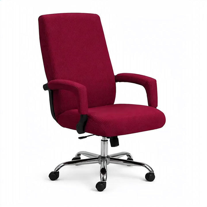 housse de chaise de bureau en jacquard Mona de couleur rouge vue 360°