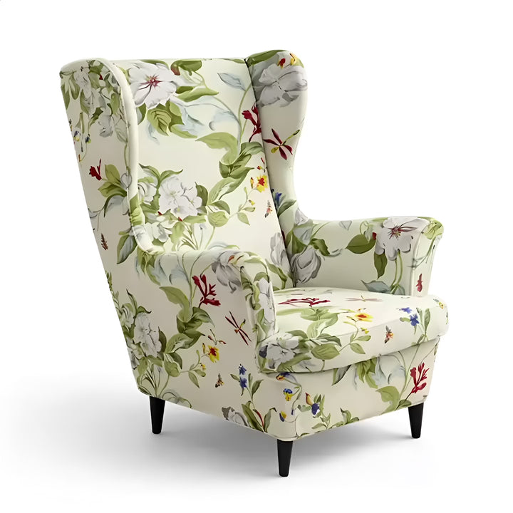Housse de fauteuil à oreilles à motifs Flora motifs jardin vue 360°
