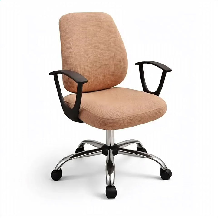 housse de chaise de bureau en jacquard Raquel de couleur beige vue 360°