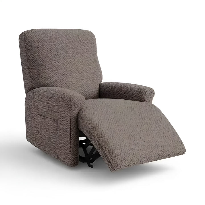 Housse de fauteuil inclinable en jacquard effet tressé Kamelia de couleur taupe vue 360°