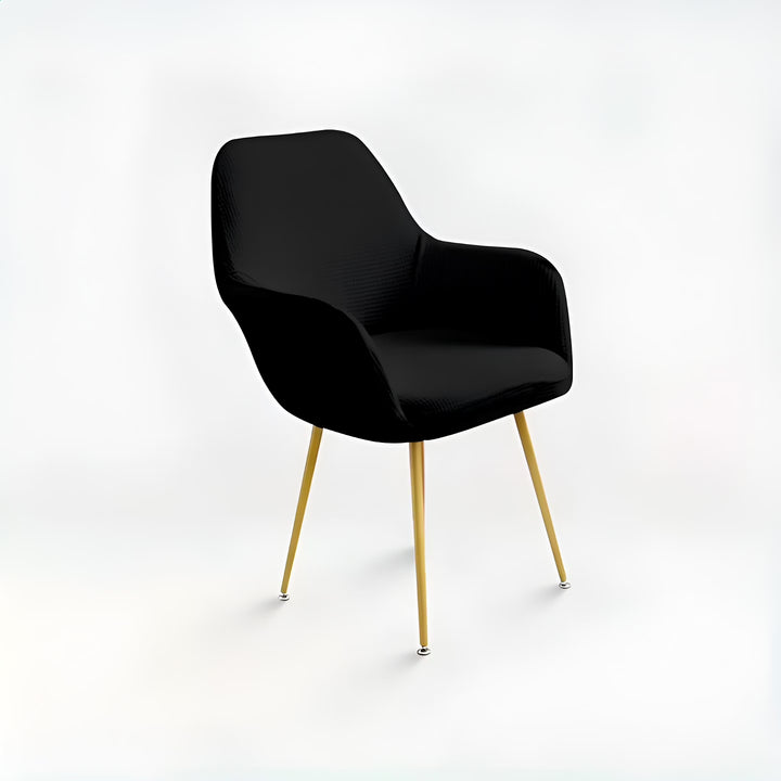 Housse de chaise avec accoudoirs en jacquard Emma couleur noir vue 360°