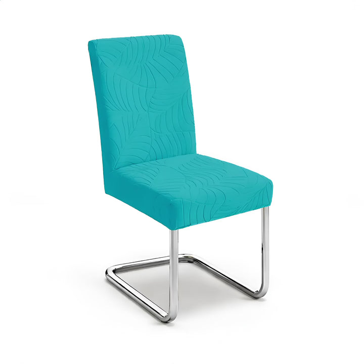 housse de chaise en jacquard effet floral imperméable aurora bleu ciel vue 360°