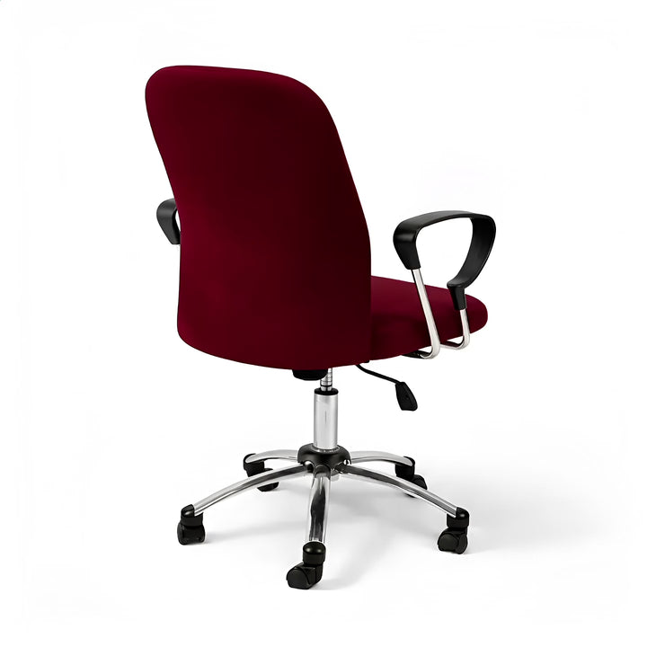 housse de chaise de bureau unie Anaïs de couleur bordeaux vue 360°