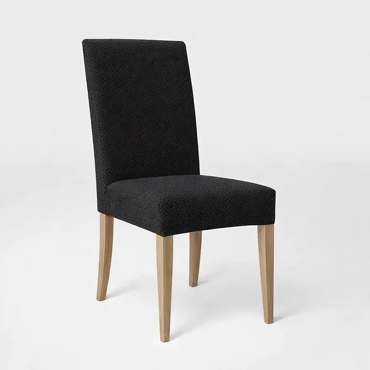 housse de chaise en jacquard effet tresse melanie noir vue 360°