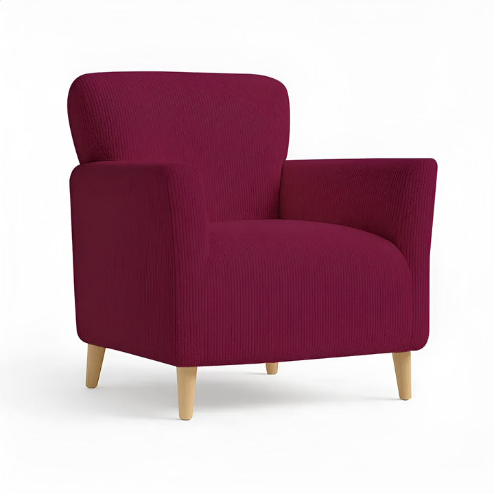 Housse de fauteuil club en jacquard imperméable Marie de couleur bordeau vue 360°