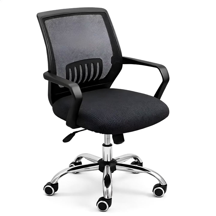 housse de siège pour chaise de bureau en jacquard Adeline de couleur noir vue 360°