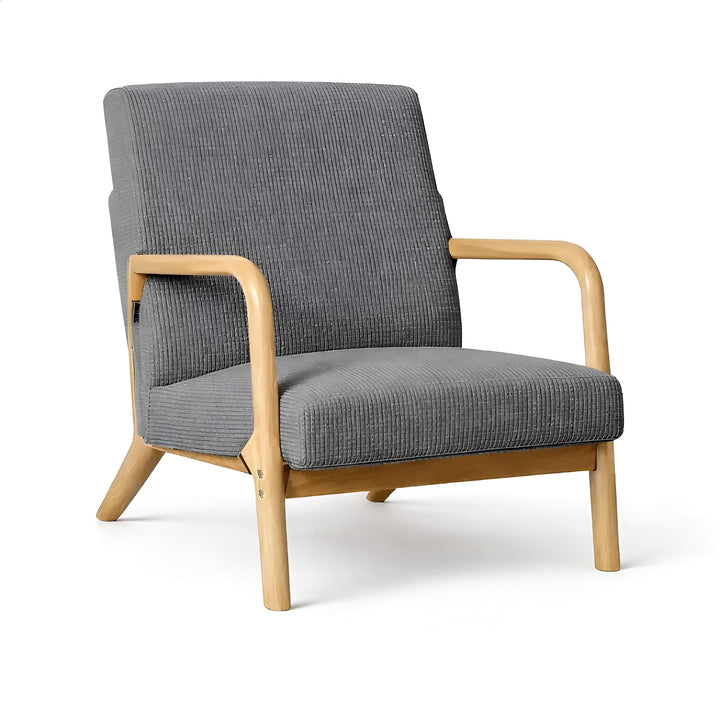 Housse de fauteuil incliné en jacquard imperméable Alexa de couleur gris clair vue 360°