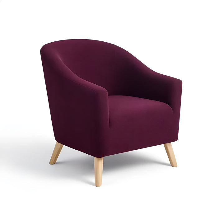 Housse de fauteuil en jacquard Agathe de couleur violet foncé vue 360°