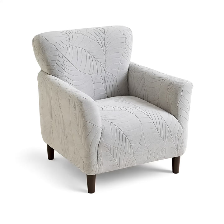 Housse de fauteuil club en jacquard effet floral Catalina couleur gris clair vue 360°
