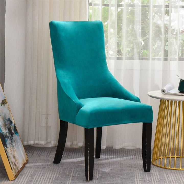 Housse de chaise incliné en velours Océane de couleur turquoise