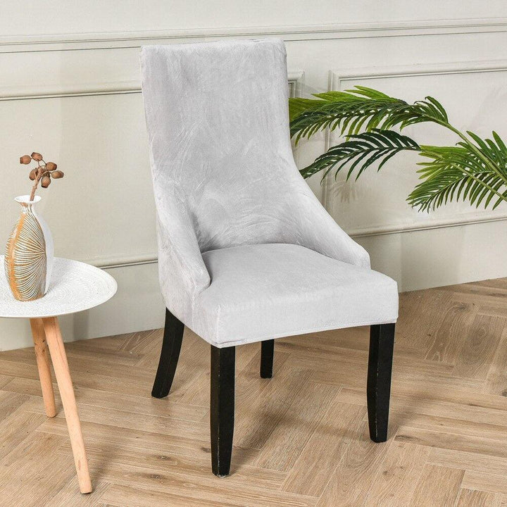 Housse de chaise incliné en velours Océane de couleur gris clair