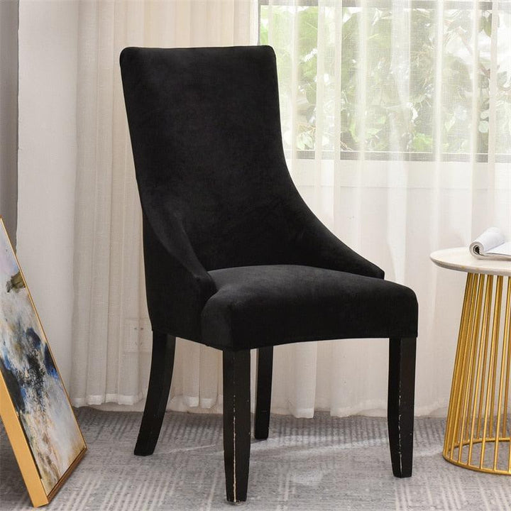 Housse de chaise incliné en velours Océane de couleur noir