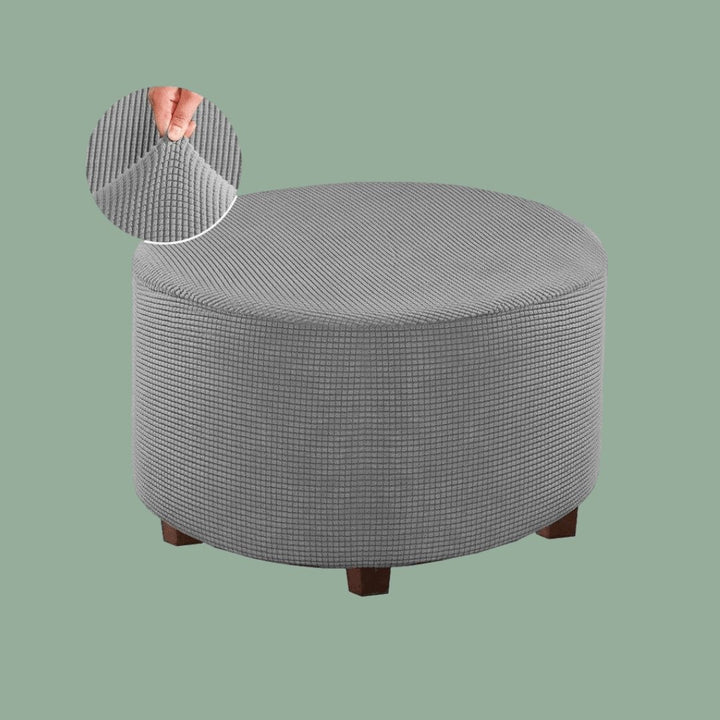 housse de pouf en Jacquard gris sur fond vert